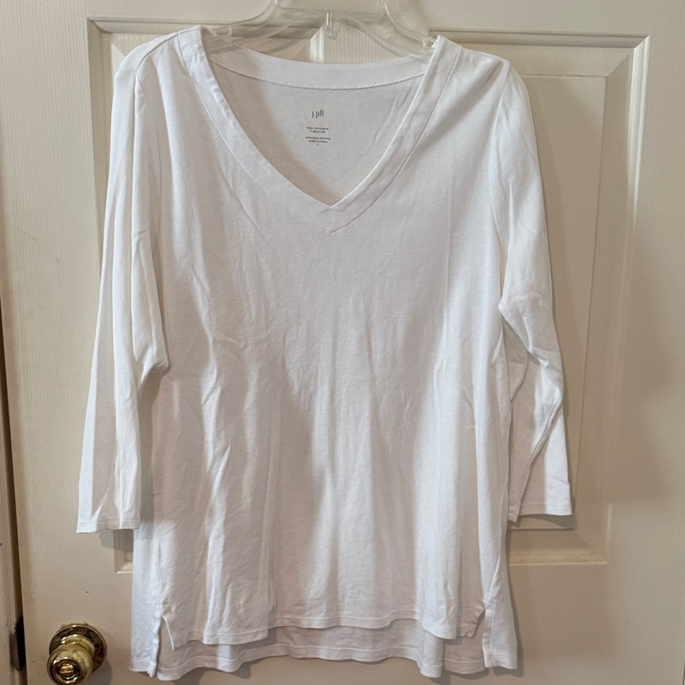 J. Jill Women's Classic White Long Sleeve Top